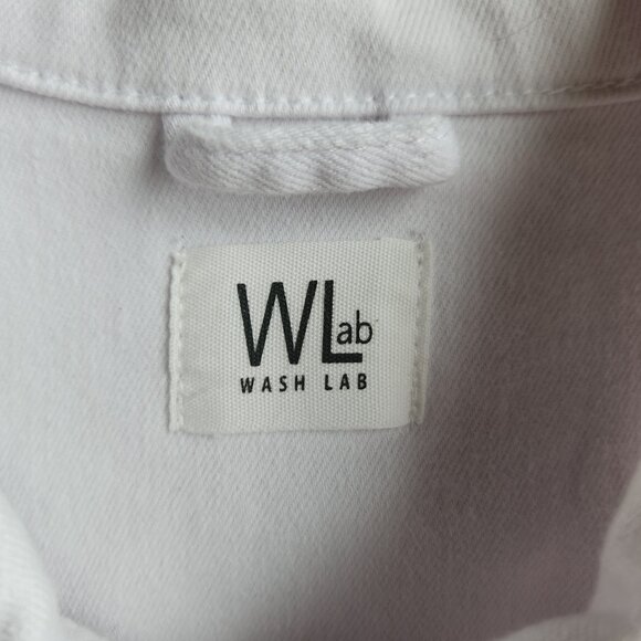 Wash Lab Puff Short Sleeve Denim Jacket Button-Up Pocket Stretch White - Picture 9 of 14